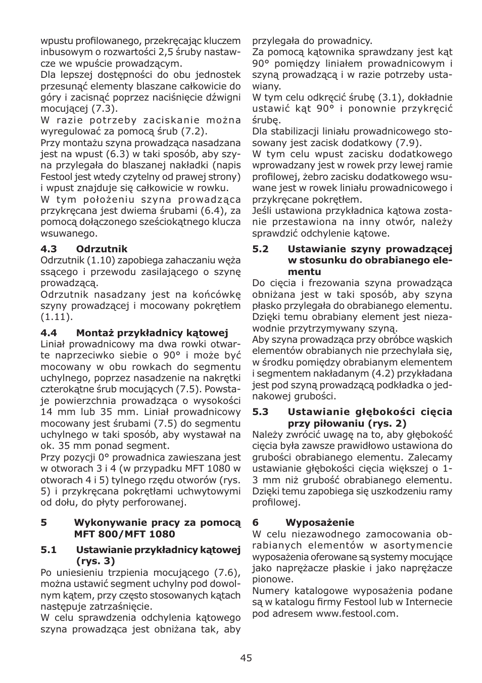 Festool MFT 1080 User Manual | Page 45 / 46