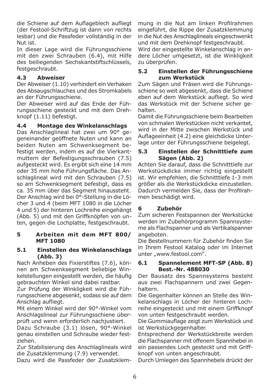 Festool MFT 1080 User Manual | Page 6 / 46