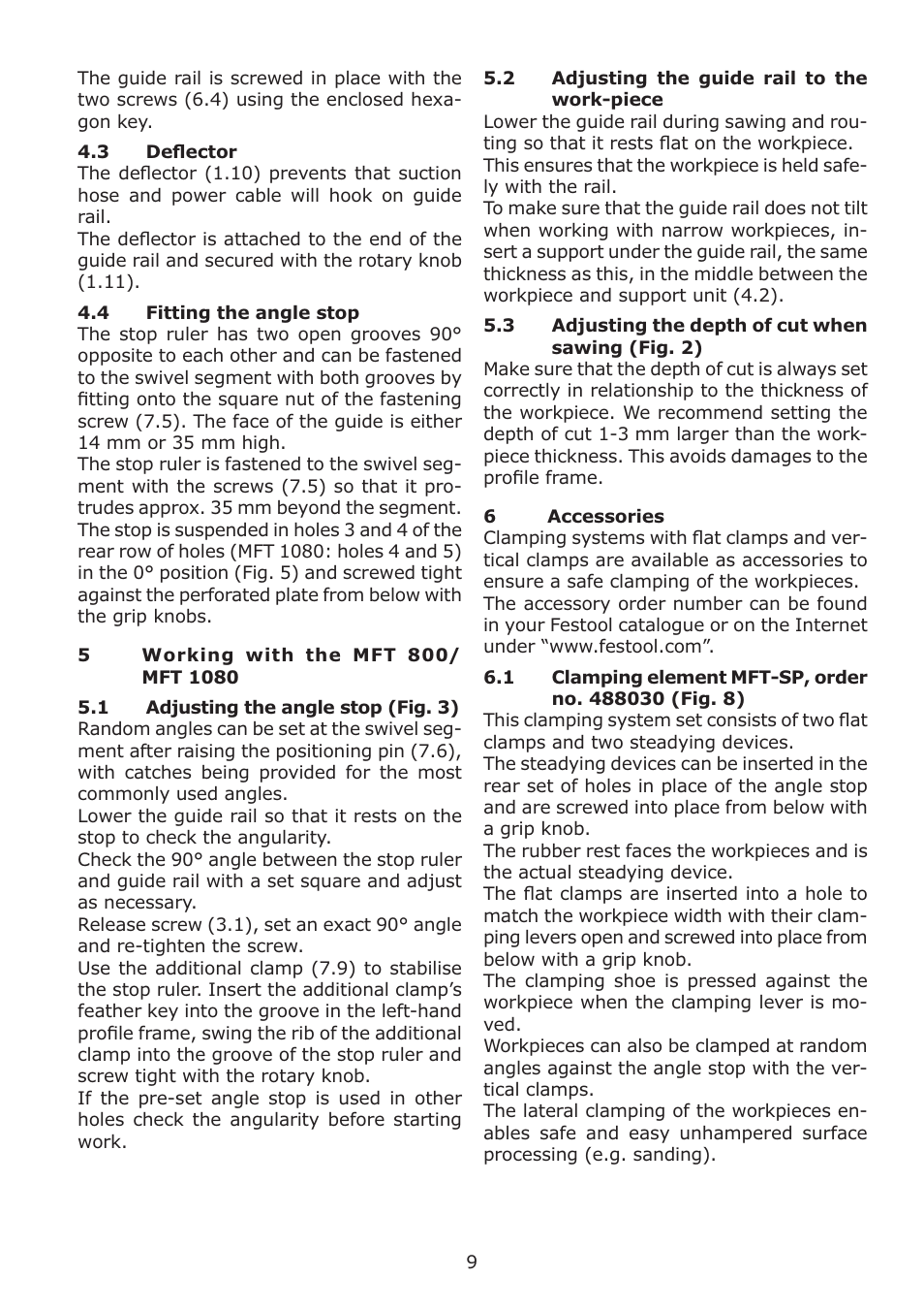 Festool MFT 1080 User Manual | Page 9 / 46