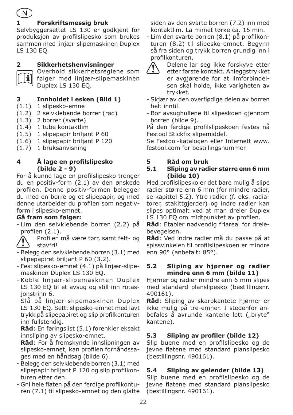Festool LS 130 Kit User Manual | Page 22 / 42