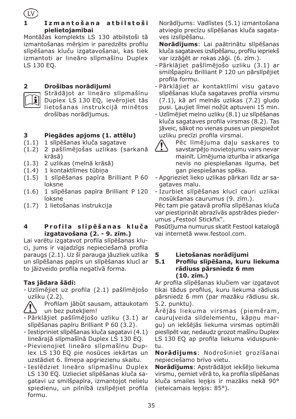 Festool LS 130 Kit User Manual | Page 35 / 42