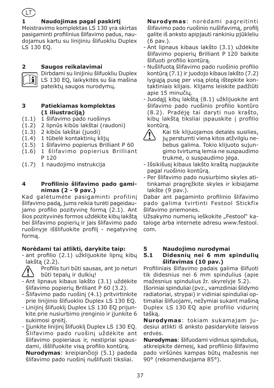 Festool LS 130 Kit User Manual | Page 37 / 42