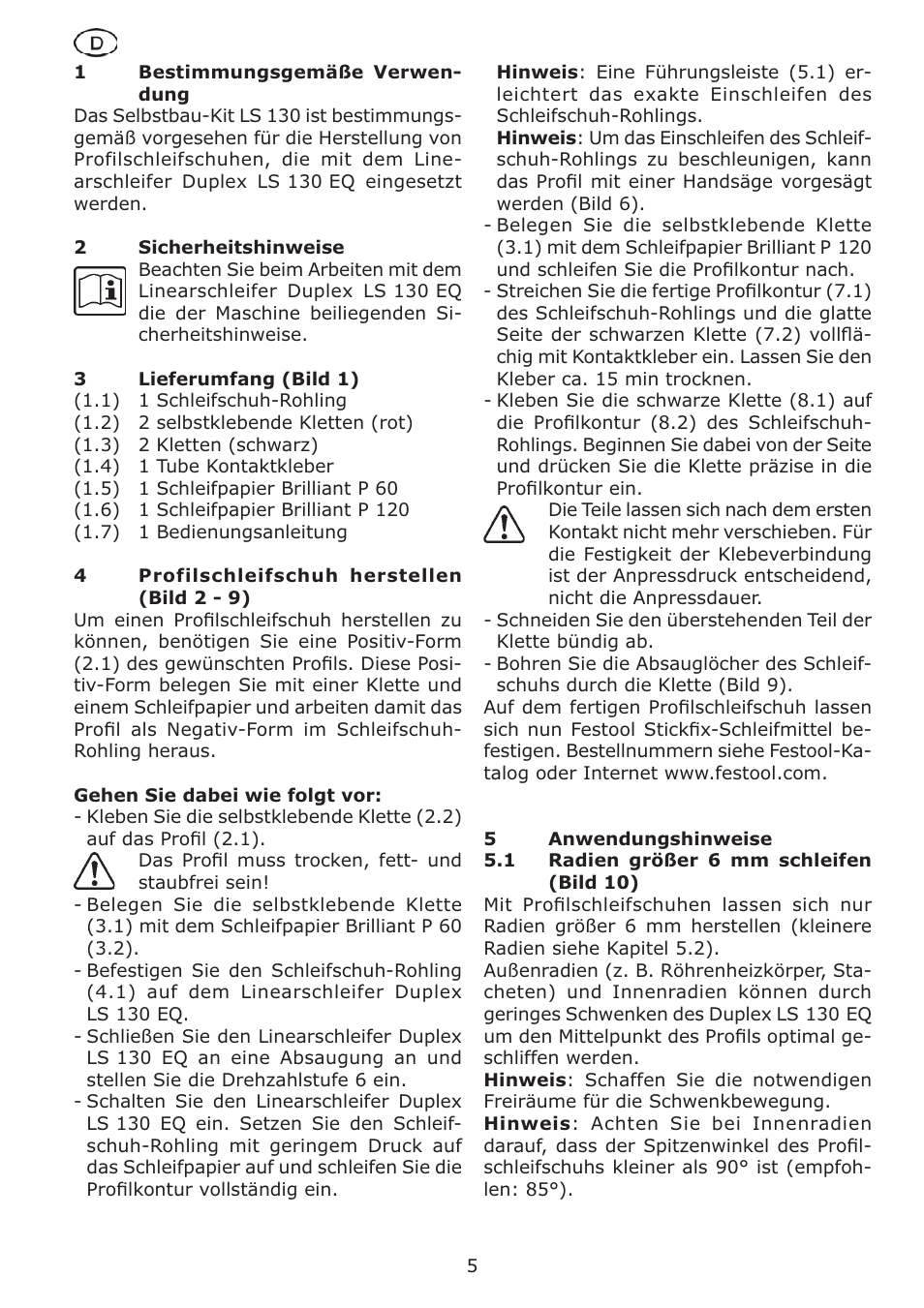 Festool LS 130 Kit User Manual | Page 5 / 42