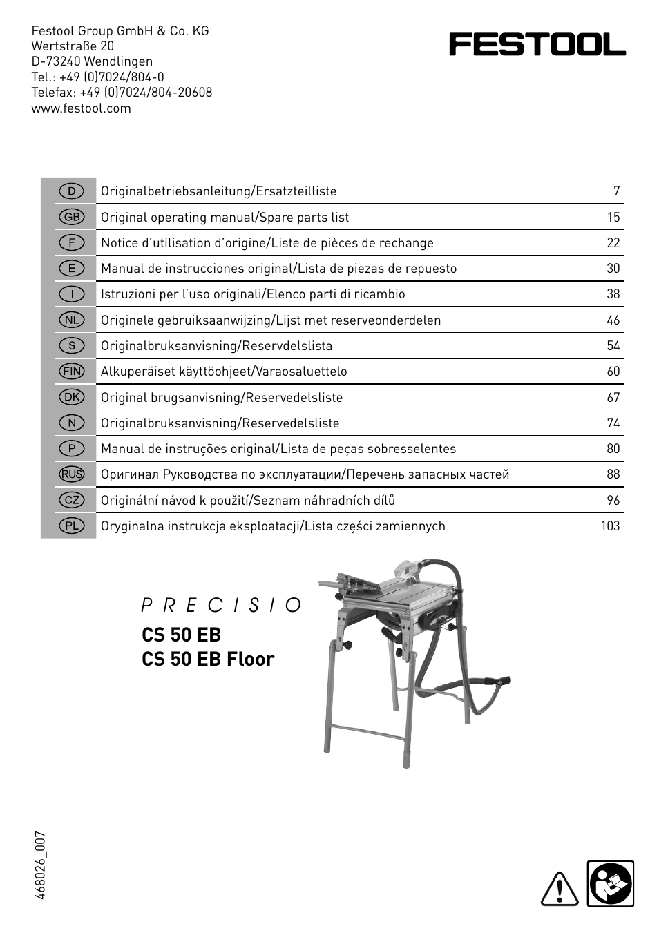 Festool CS 50 EB PRECISIO User Manual | 110 pages