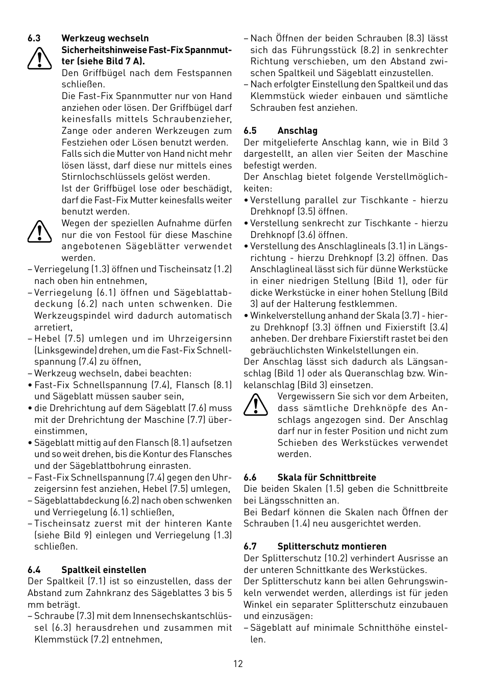 Festool CS 50 EB PRECISIO User Manual | Page 12 / 110