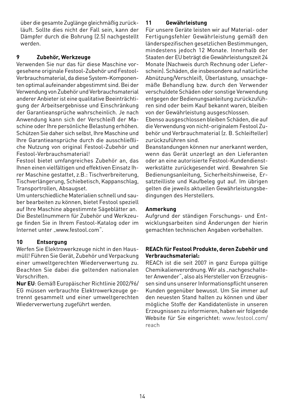 Festool CS 50 EB PRECISIO User Manual | Page 14 / 110