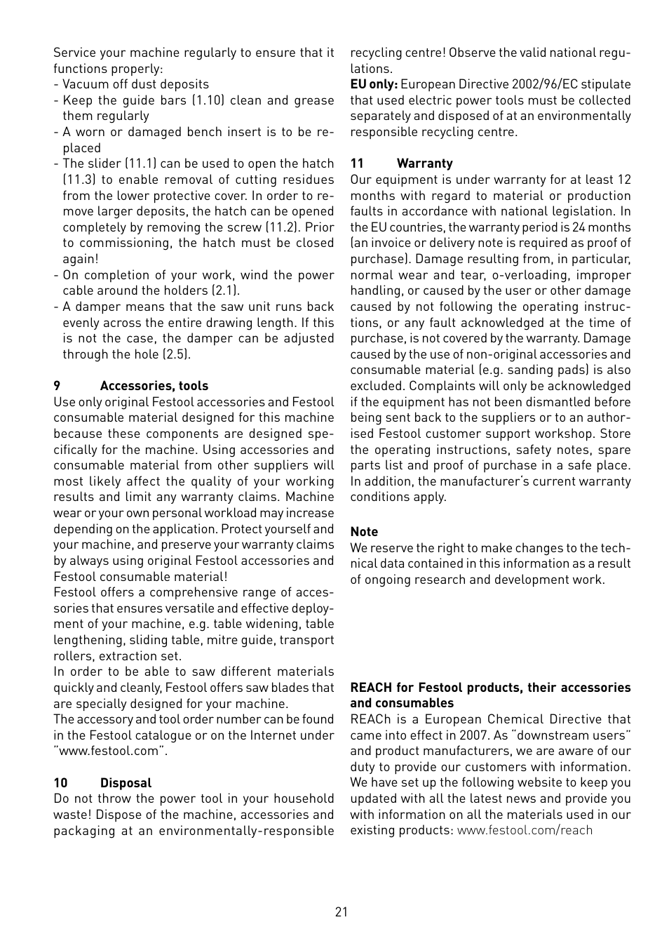 Festool CS 50 EB PRECISIO User Manual | Page 21 / 110