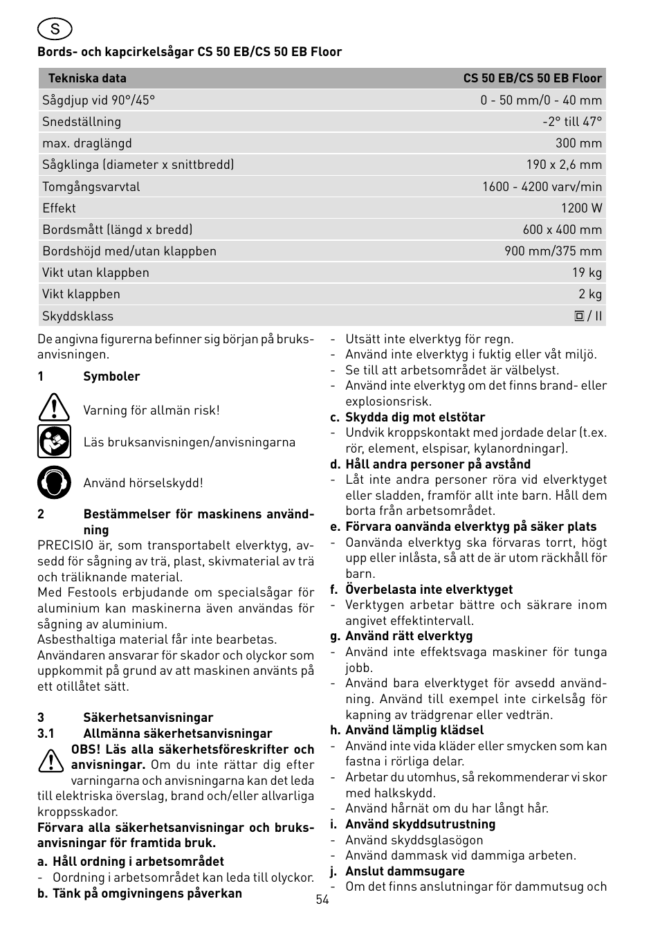 Festool CS 50 EB PRECISIO User Manual | Page 54 / 110