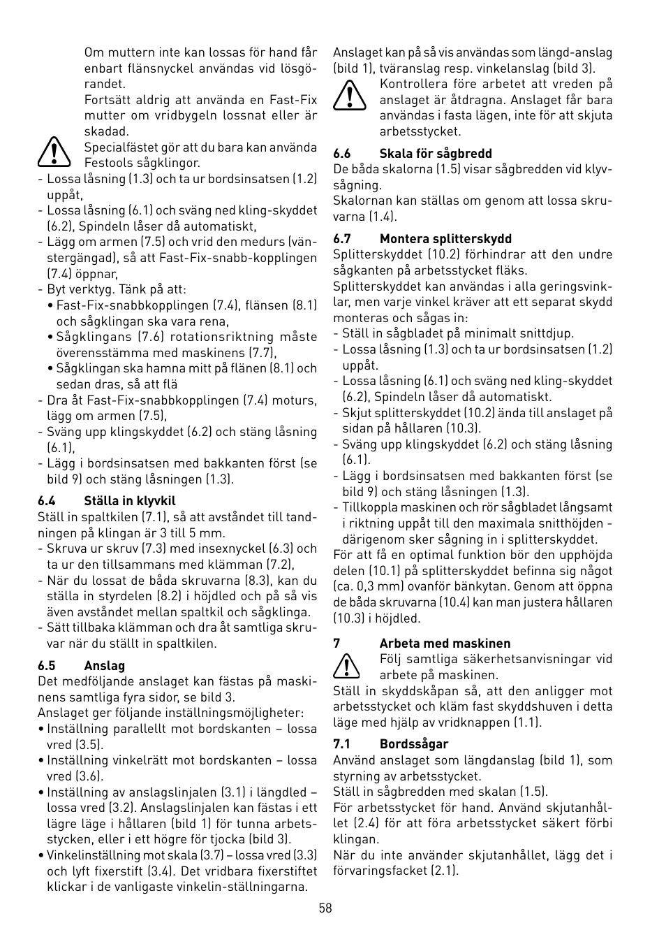 Festool CS 50 EB PRECISIO User Manual | Page 58 / 110