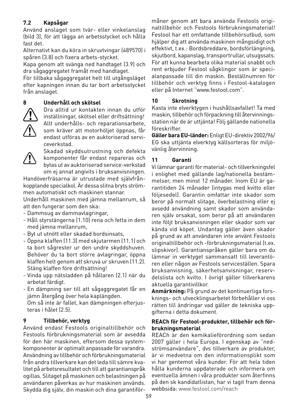 Festool CS 50 EB PRECISIO User Manual | Page 59 / 110