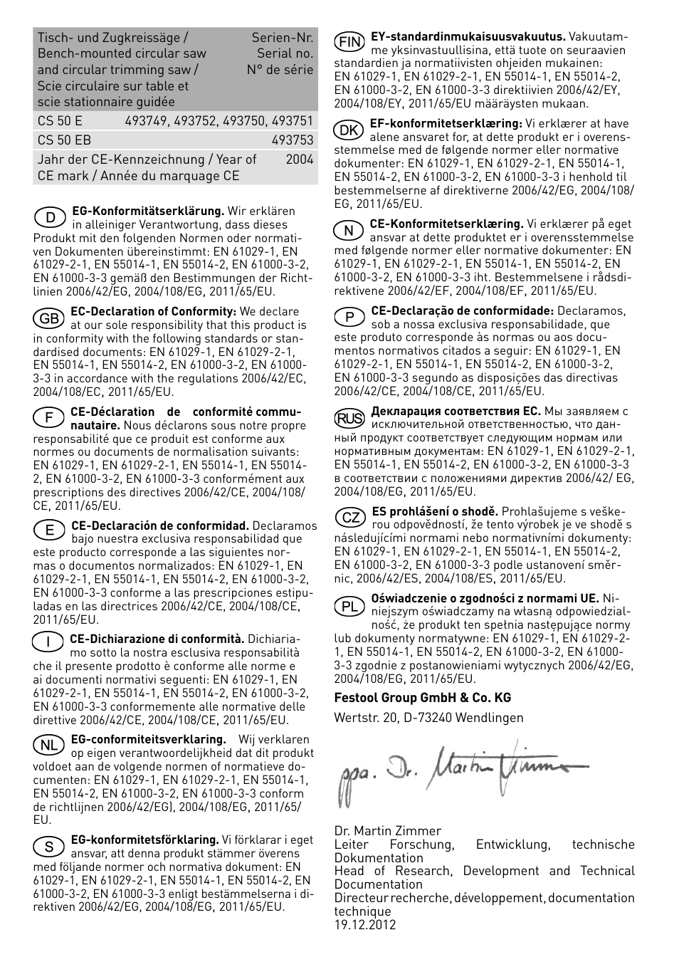 Festool CS 50 EB PRECISIO User Manual | Page 6 / 110