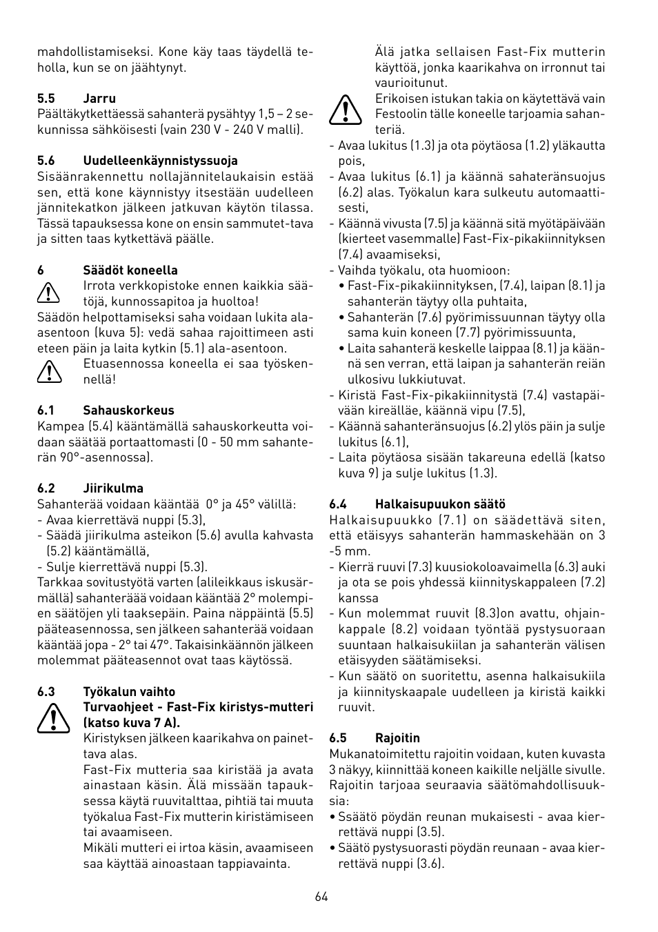 Festool CS 50 EB PRECISIO User Manual | Page 64 / 110