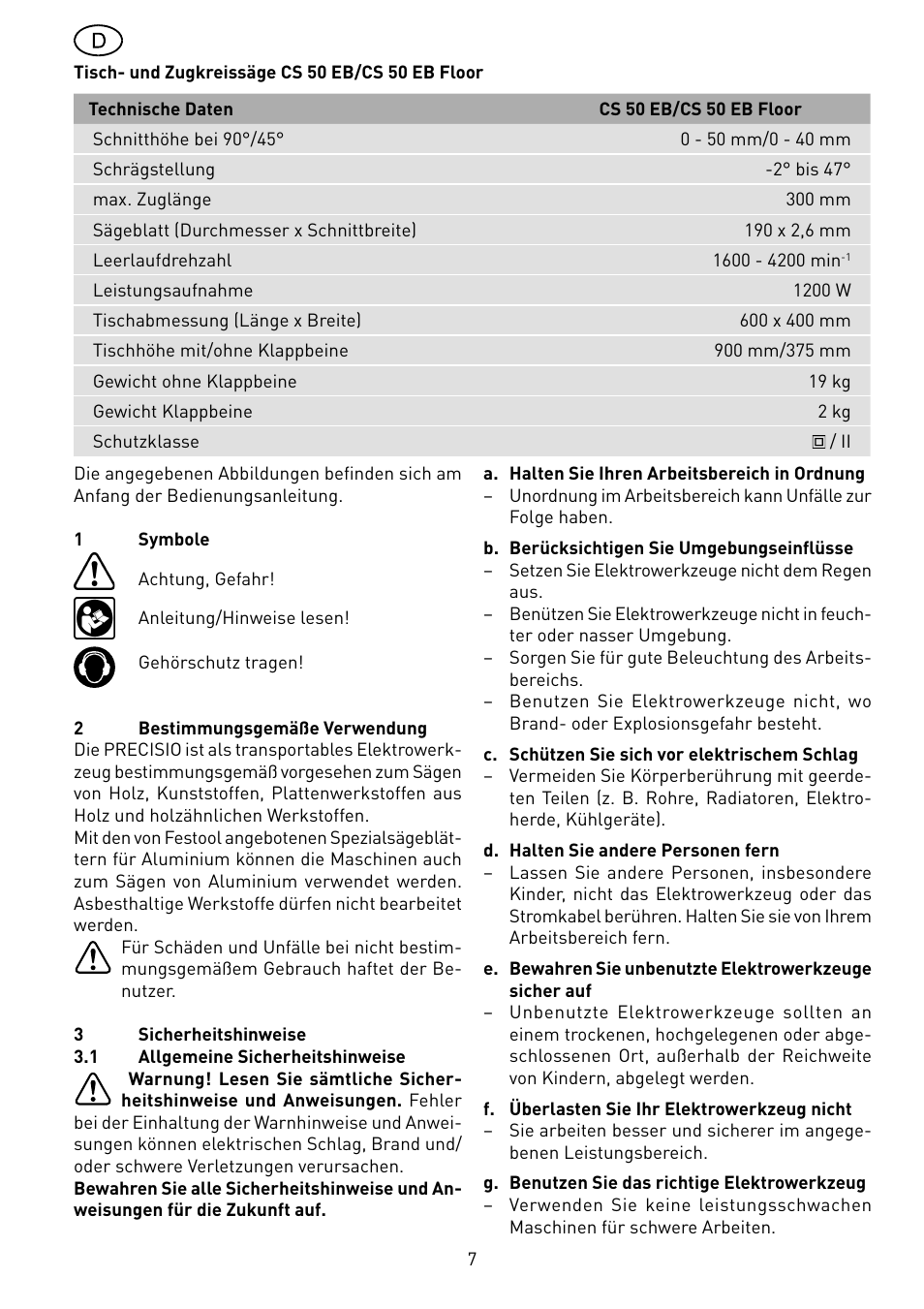 Festool CS 50 EB PRECISIO User Manual | Page 7 / 110