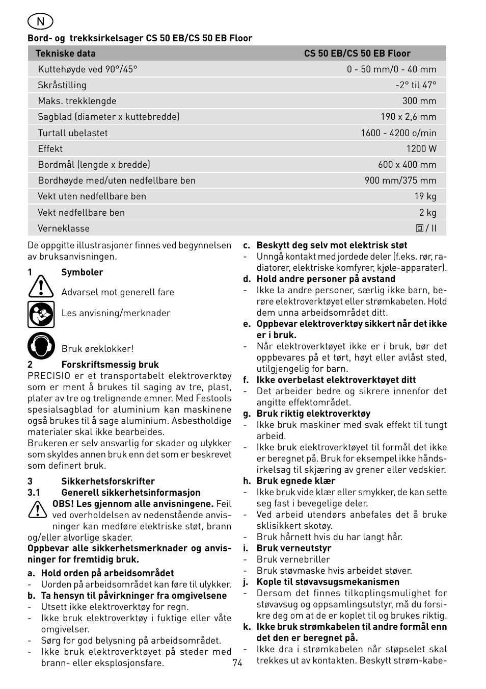 Festool CS 50 EB PRECISIO User Manual | Page 74 / 110