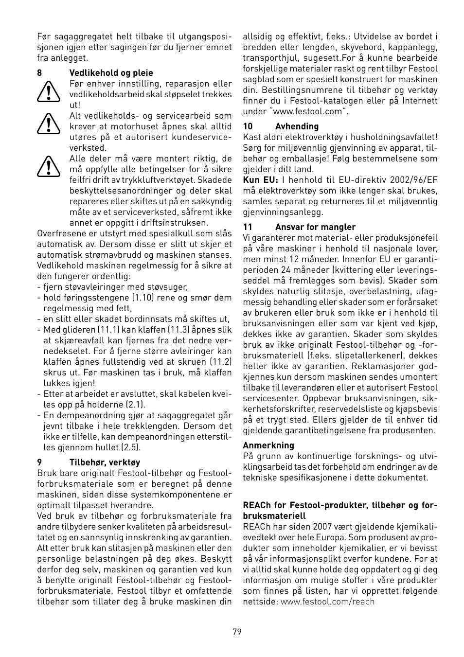 Festool CS 50 EB PRECISIO User Manual | Page 79 / 110