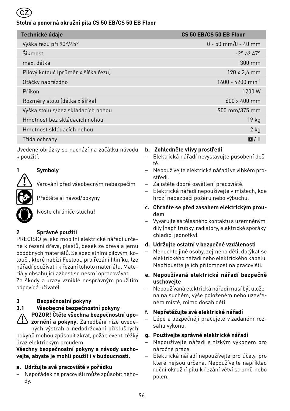 Festool CS 50 EB PRECISIO User Manual | Page 96 / 110