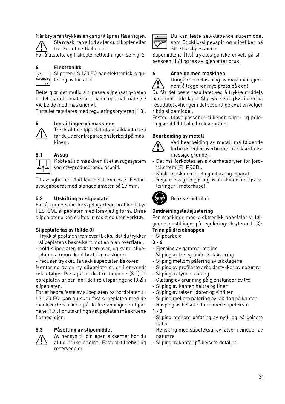 Festool LS 130 EQDUPLEX User Manual | Page 31 / 46