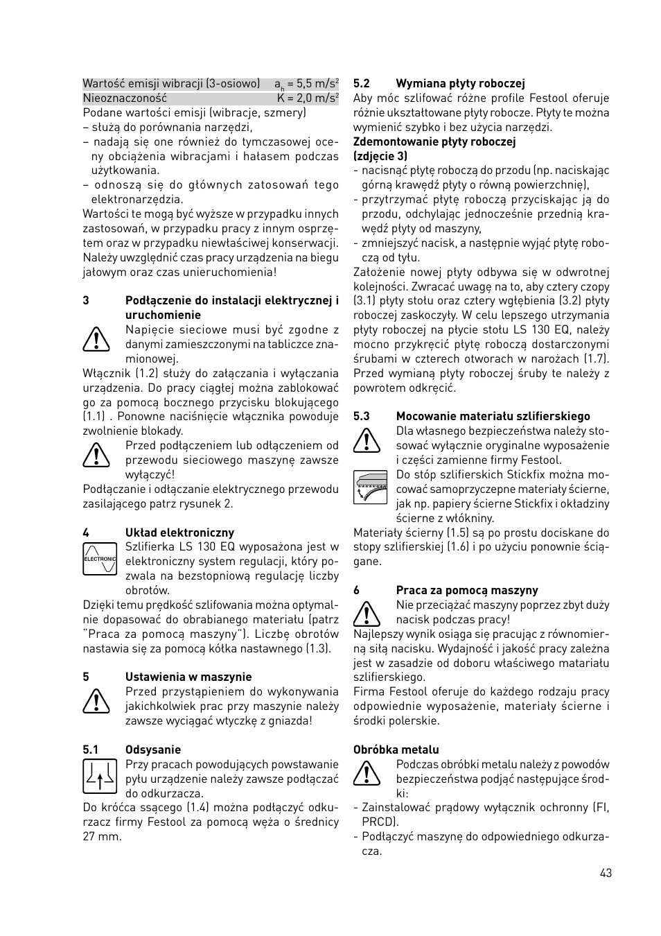 Festool LS 130 EQDUPLEX User Manual | Page 43 / 46