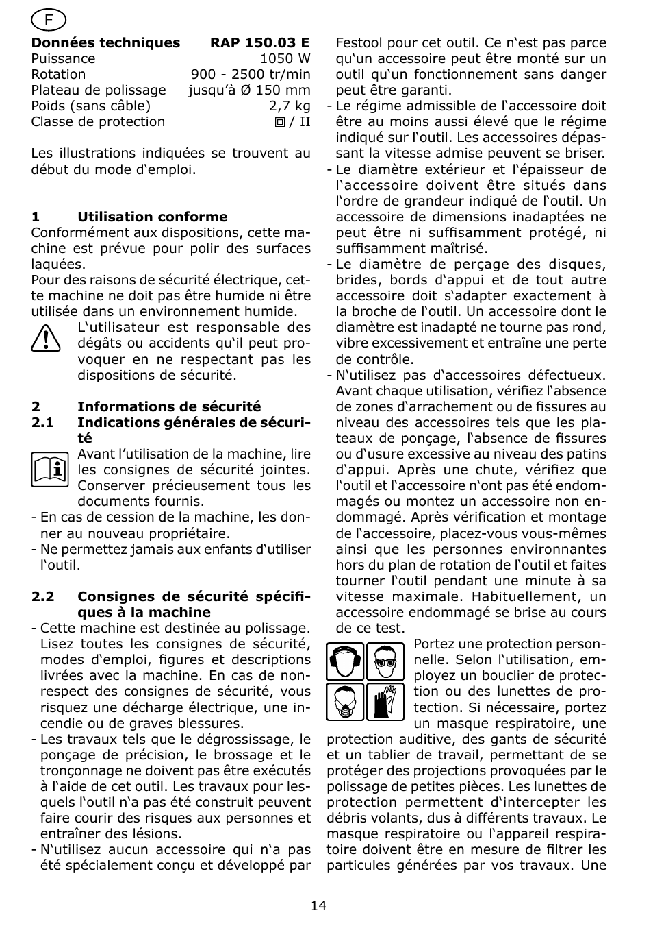 Festool RAP 150.03 User Manual | Page 14 / 62