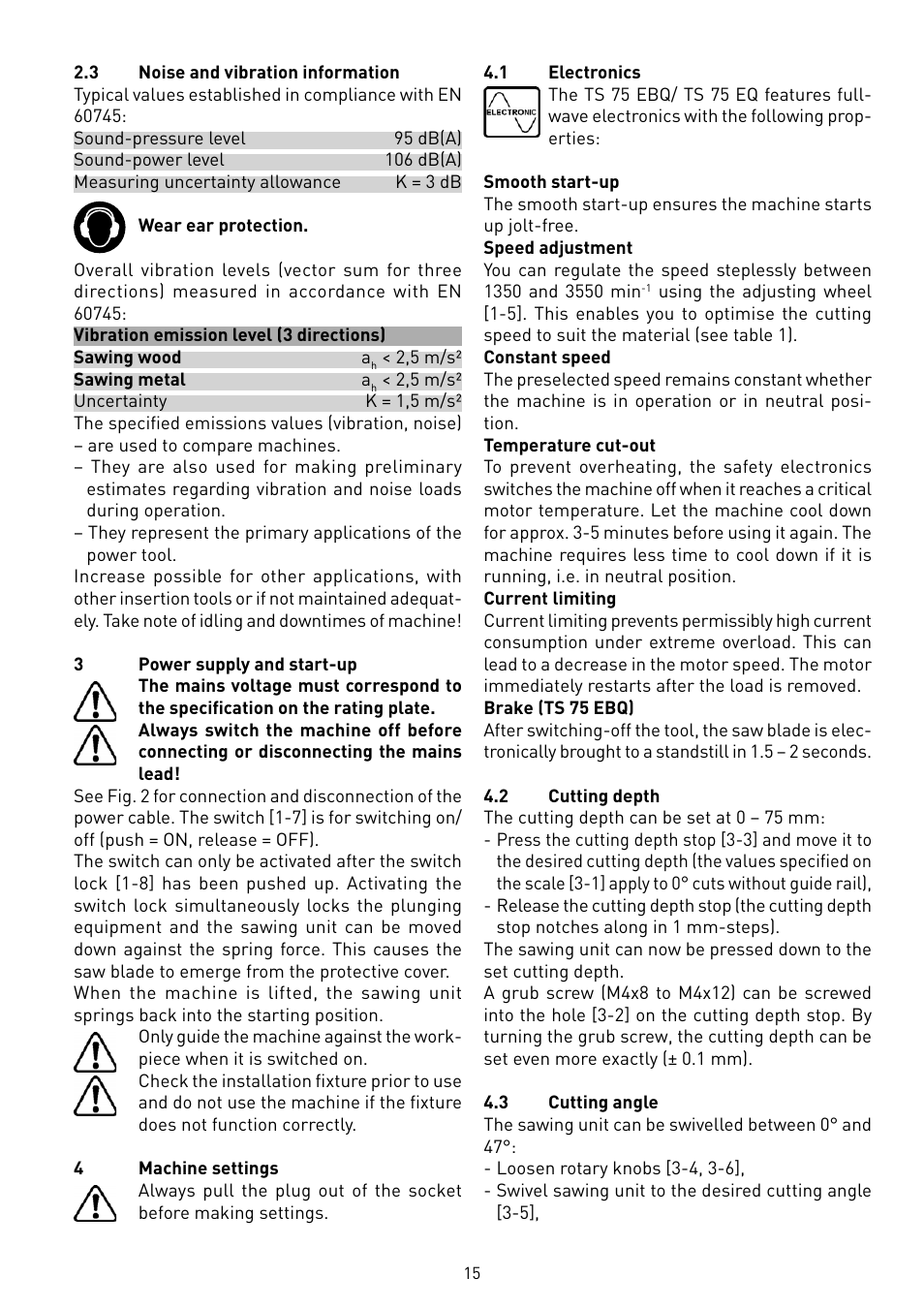 Festool TS 75 User Manual | Page 15 / 90