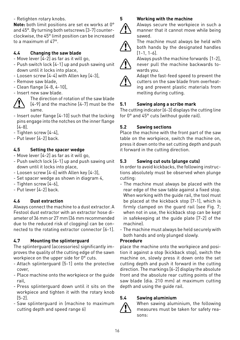 Festool TS 75 User Manual | Page 16 / 90