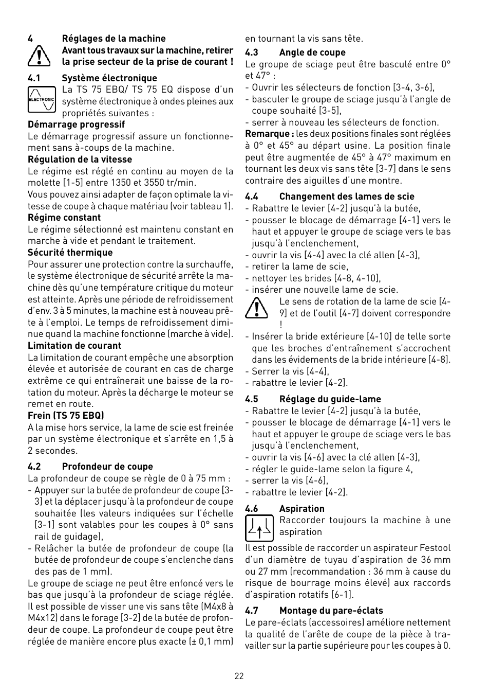 Festool TS 75 User Manual | Page 22 / 90