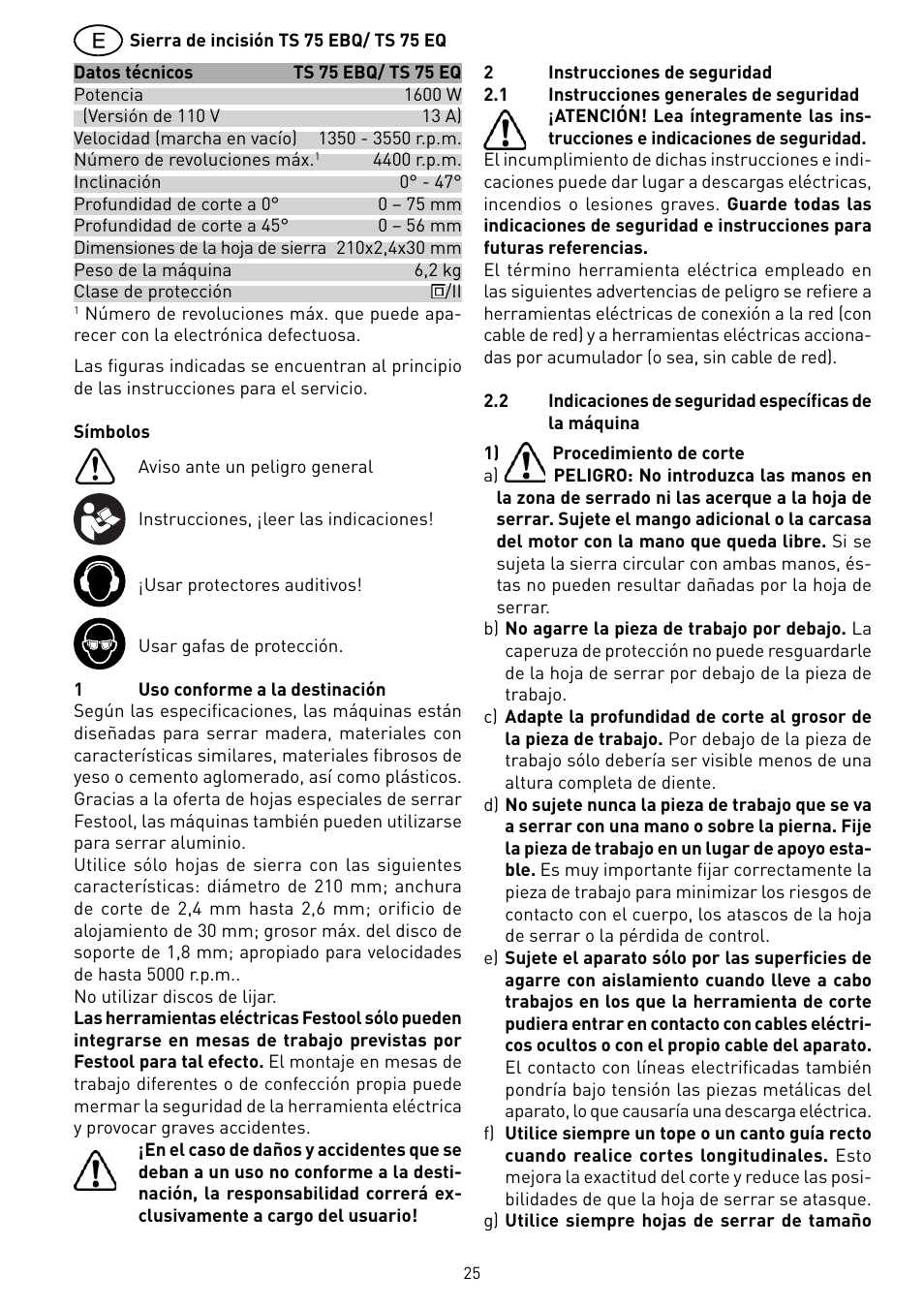 Festool TS 75 User Manual | Page 25 / 90