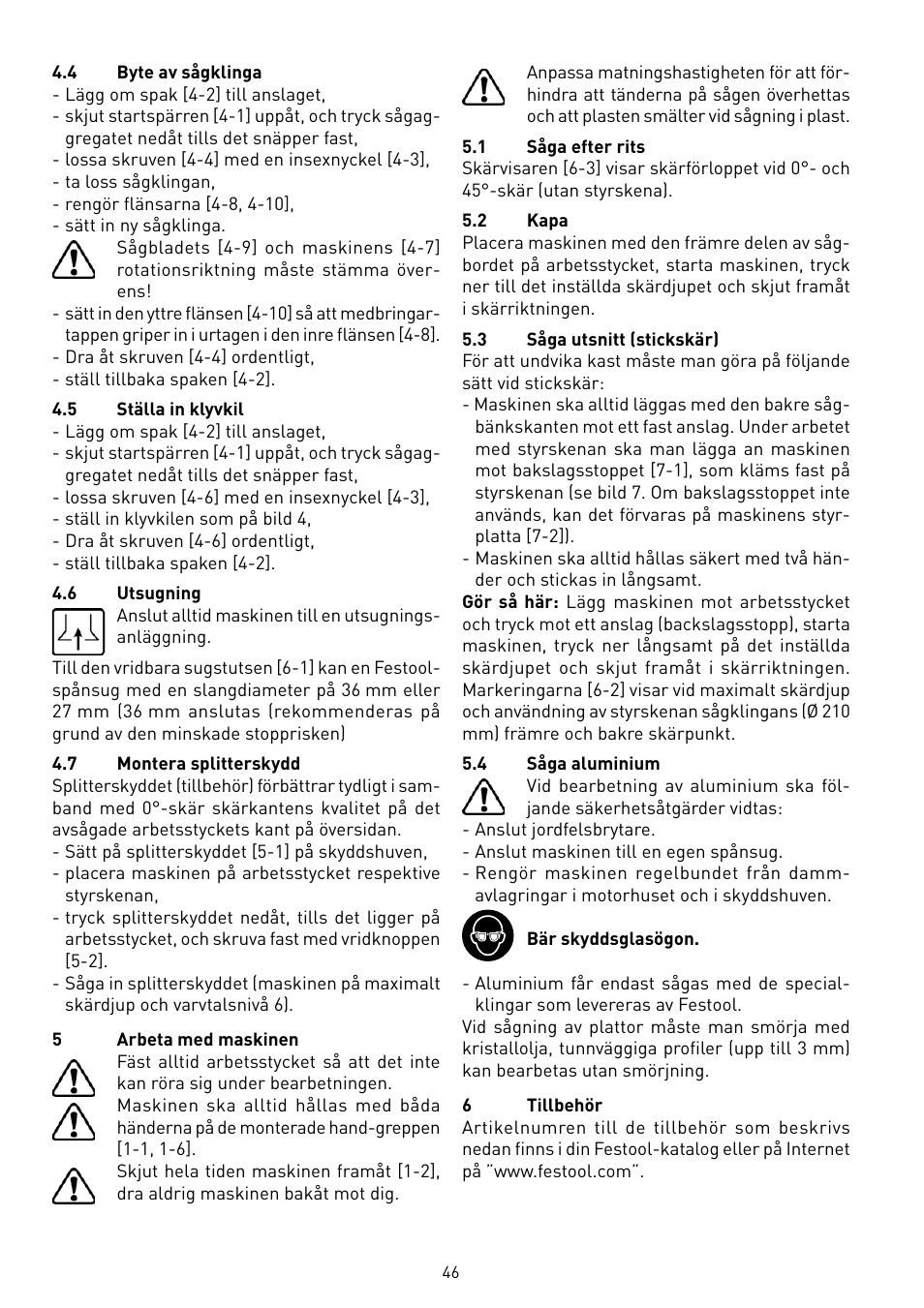 Festool TS 75 User Manual | Page 46 / 90