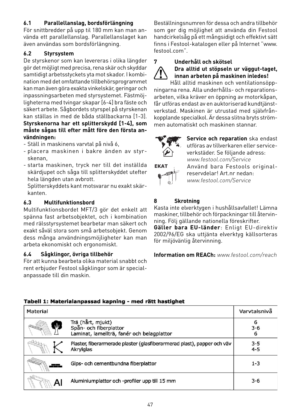 Festool TS 75 User Manual | Page 47 / 90