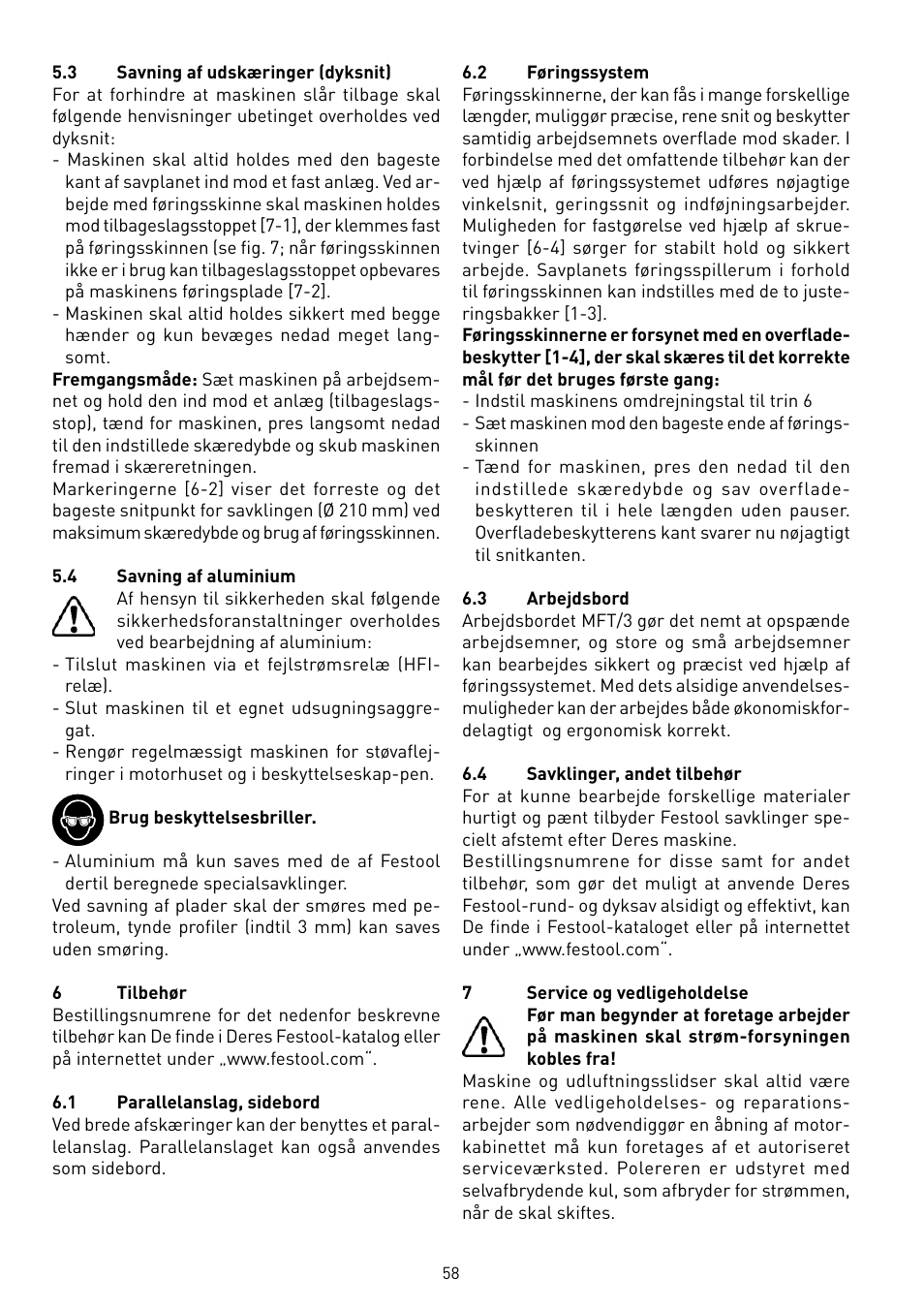 Festool TS 75 User Manual | Page 58 / 90