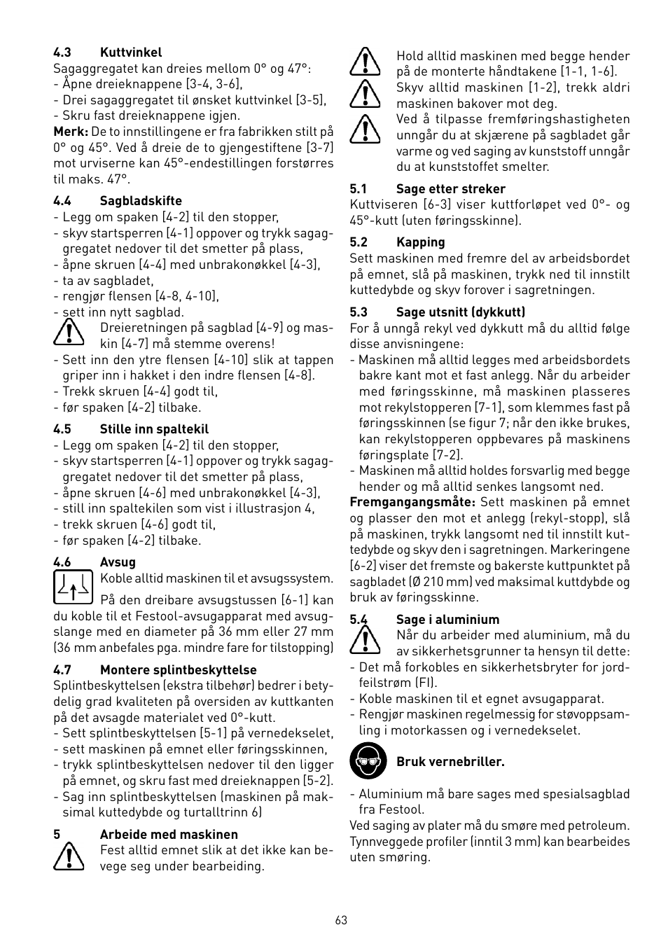 Festool TS 75 User Manual | Page 63 / 90