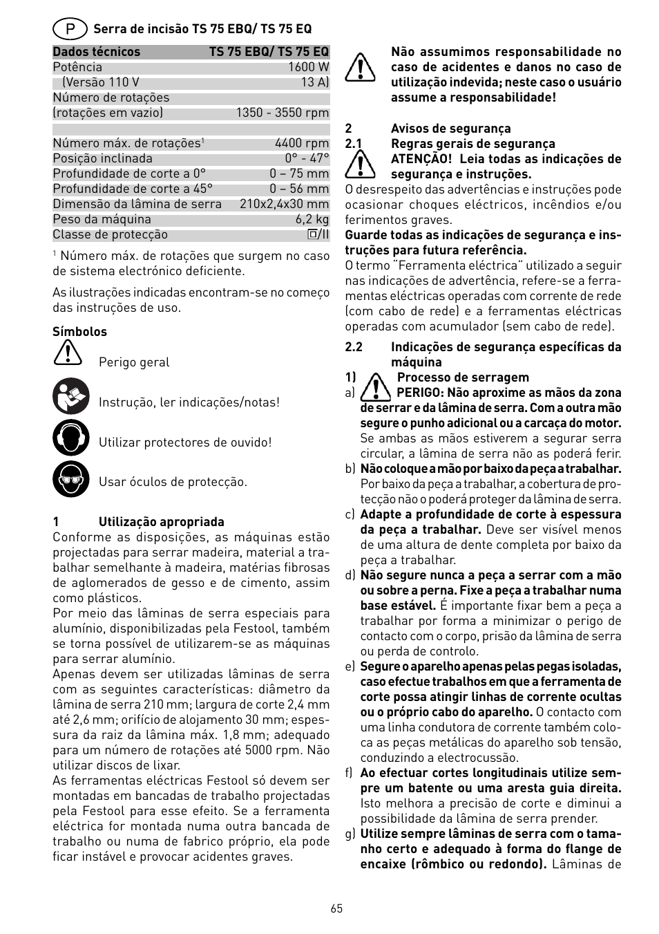 Festool TS 75 User Manual | Page 65 / 90