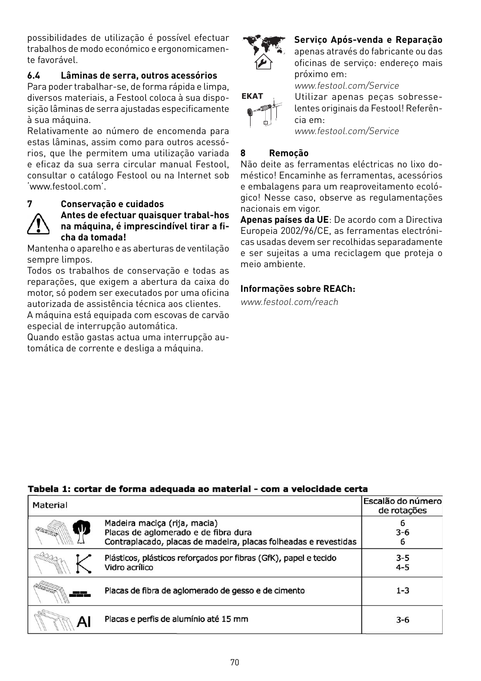 Festool TS 75 User Manual | Page 70 / 90