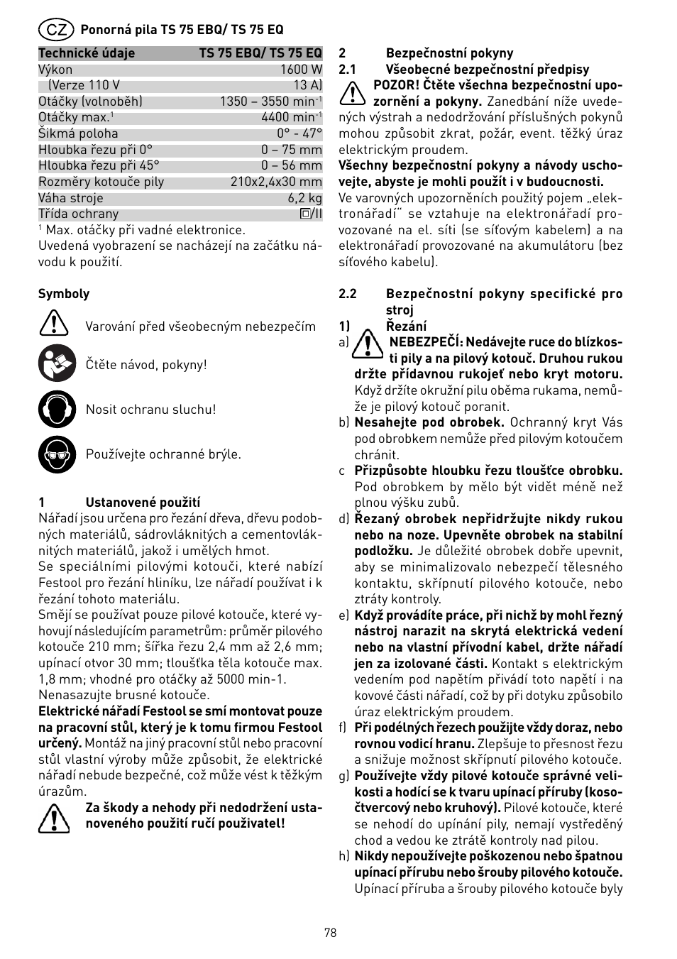 Festool TS 75 User Manual | Page 78 / 90