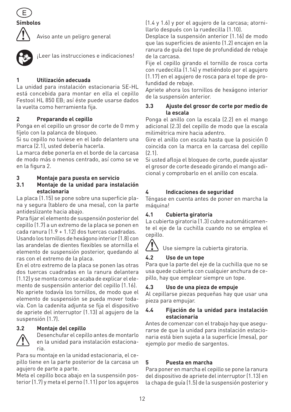 Festool SE-HL User Manual | Page 12 / 38