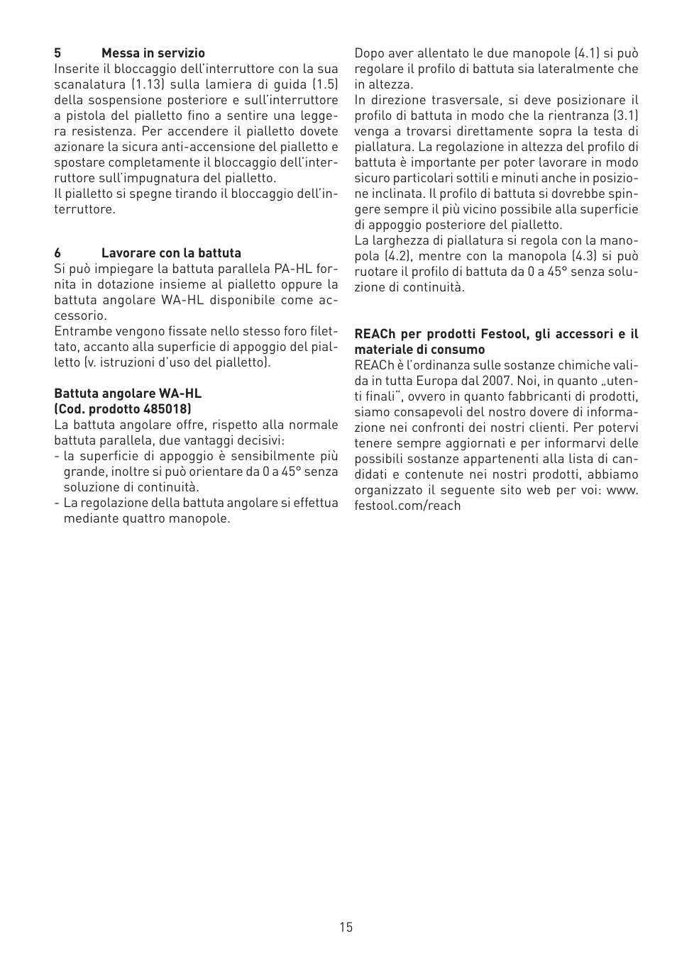 Festool SE-HL User Manual | Page 15 / 38