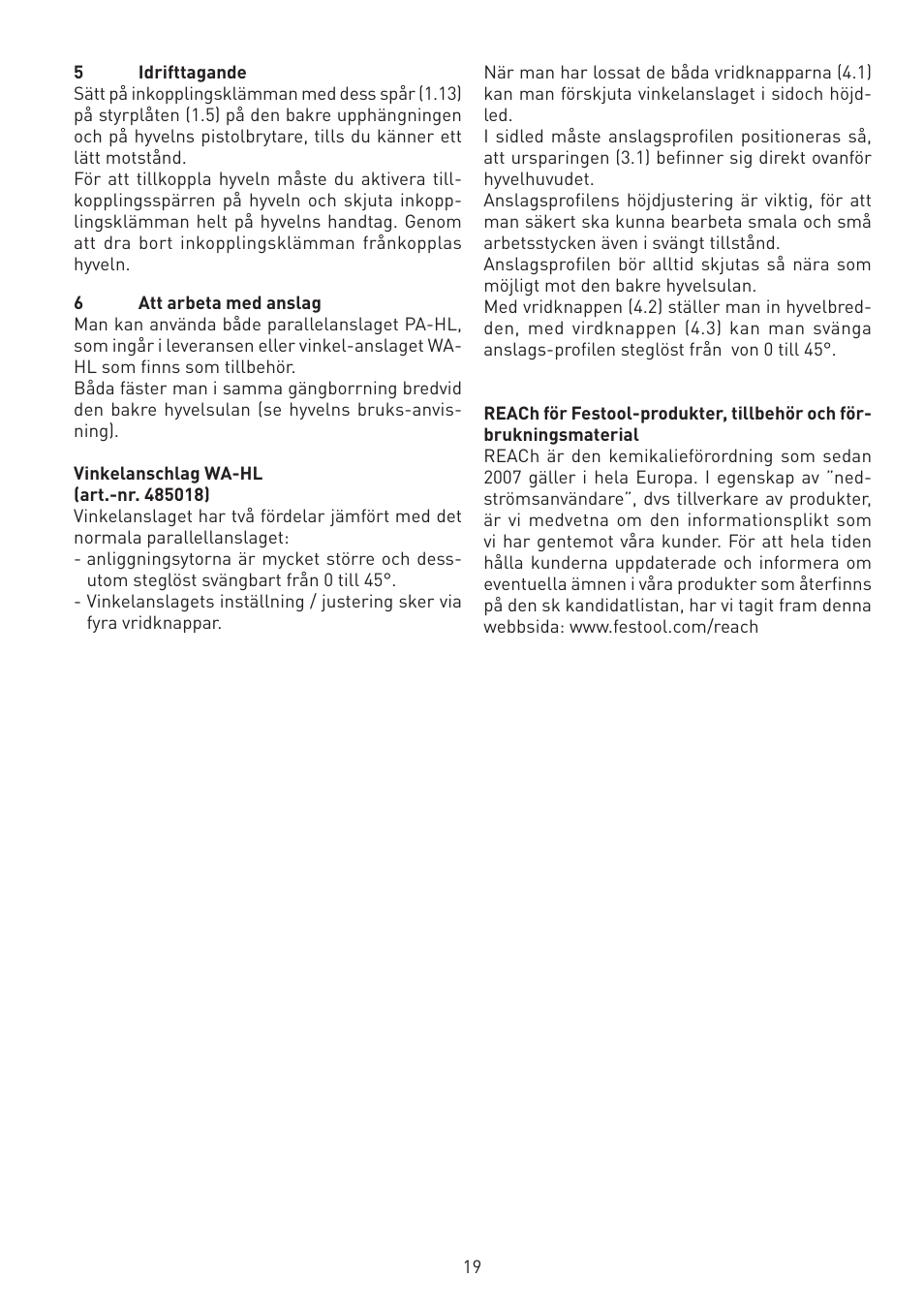 Festool SE-HL User Manual | Page 19 / 38