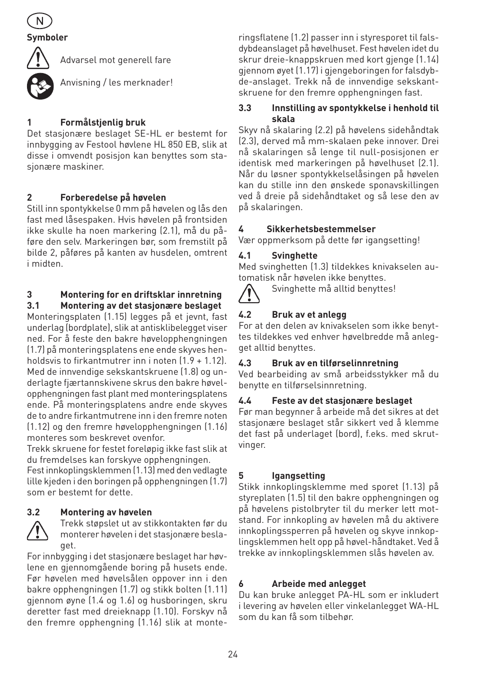 Festool SE-HL User Manual | Page 24 / 38