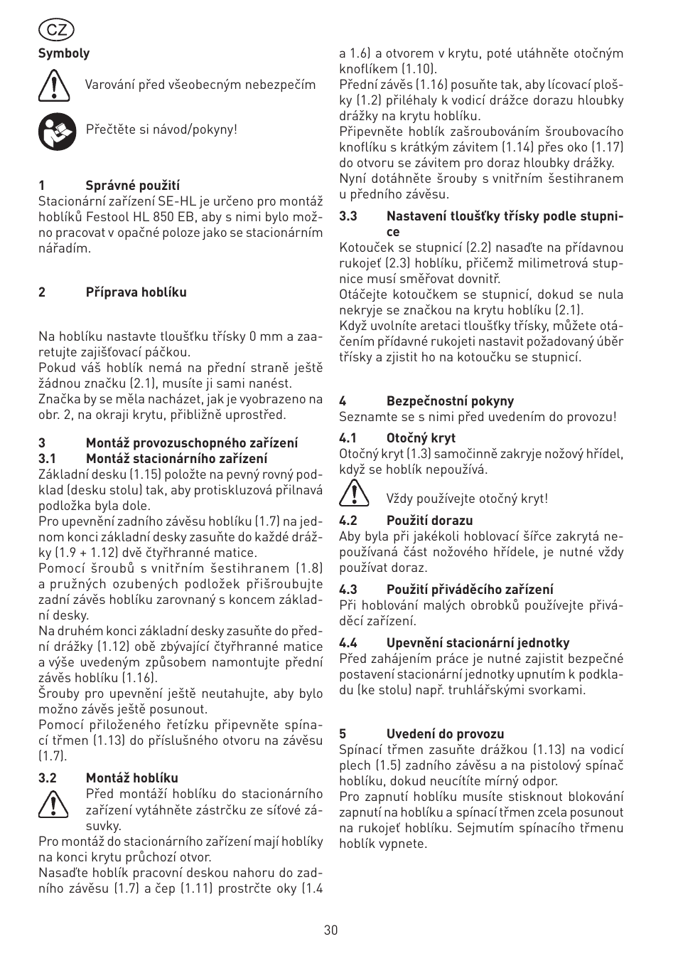 Festool SE-HL User Manual | Page 30 / 38