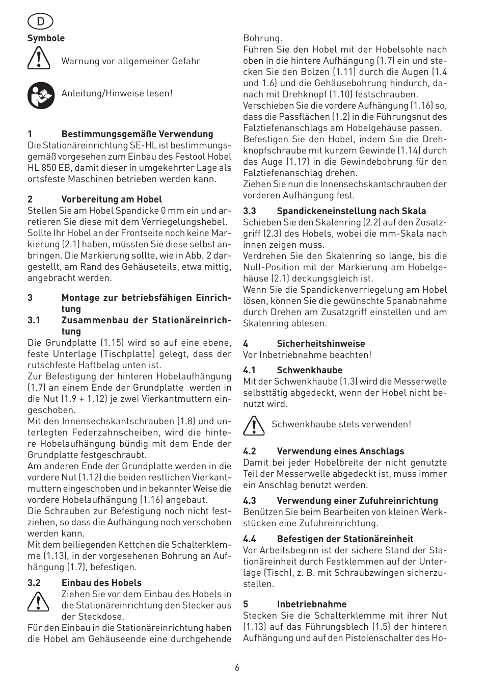 Festool SE-HL User Manual | Page 6 / 38