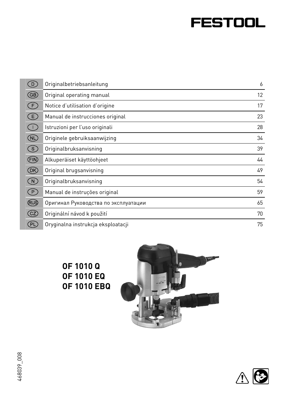 Festool OF 1010 EBQ User Manual | 80 pages