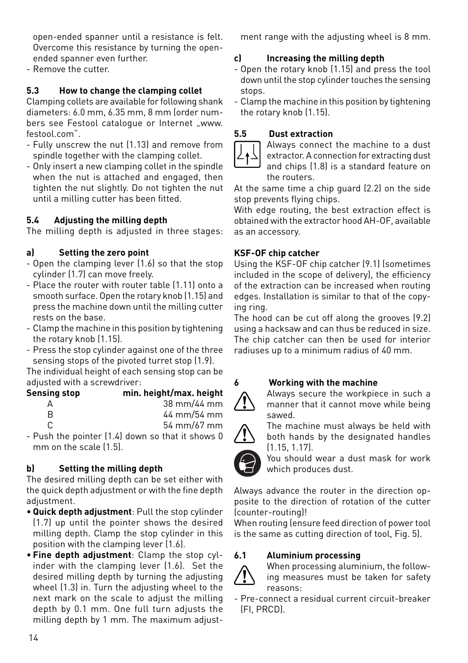 Festool OF 1010 EBQ User Manual | Page 14 / 80