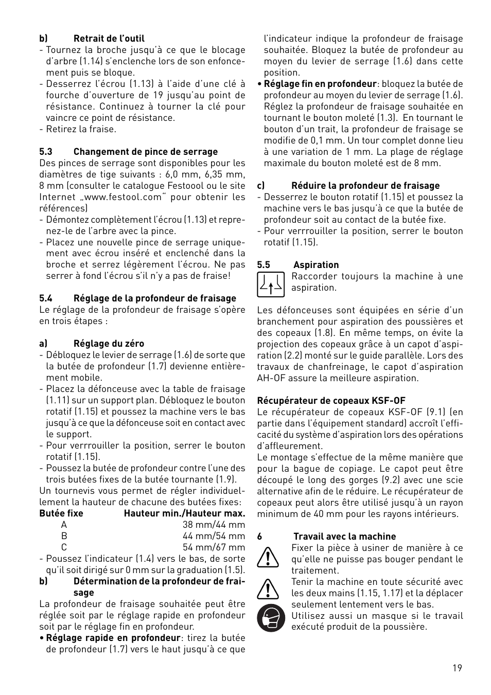 Festool OF 1010 EBQ User Manual | Page 19 / 80