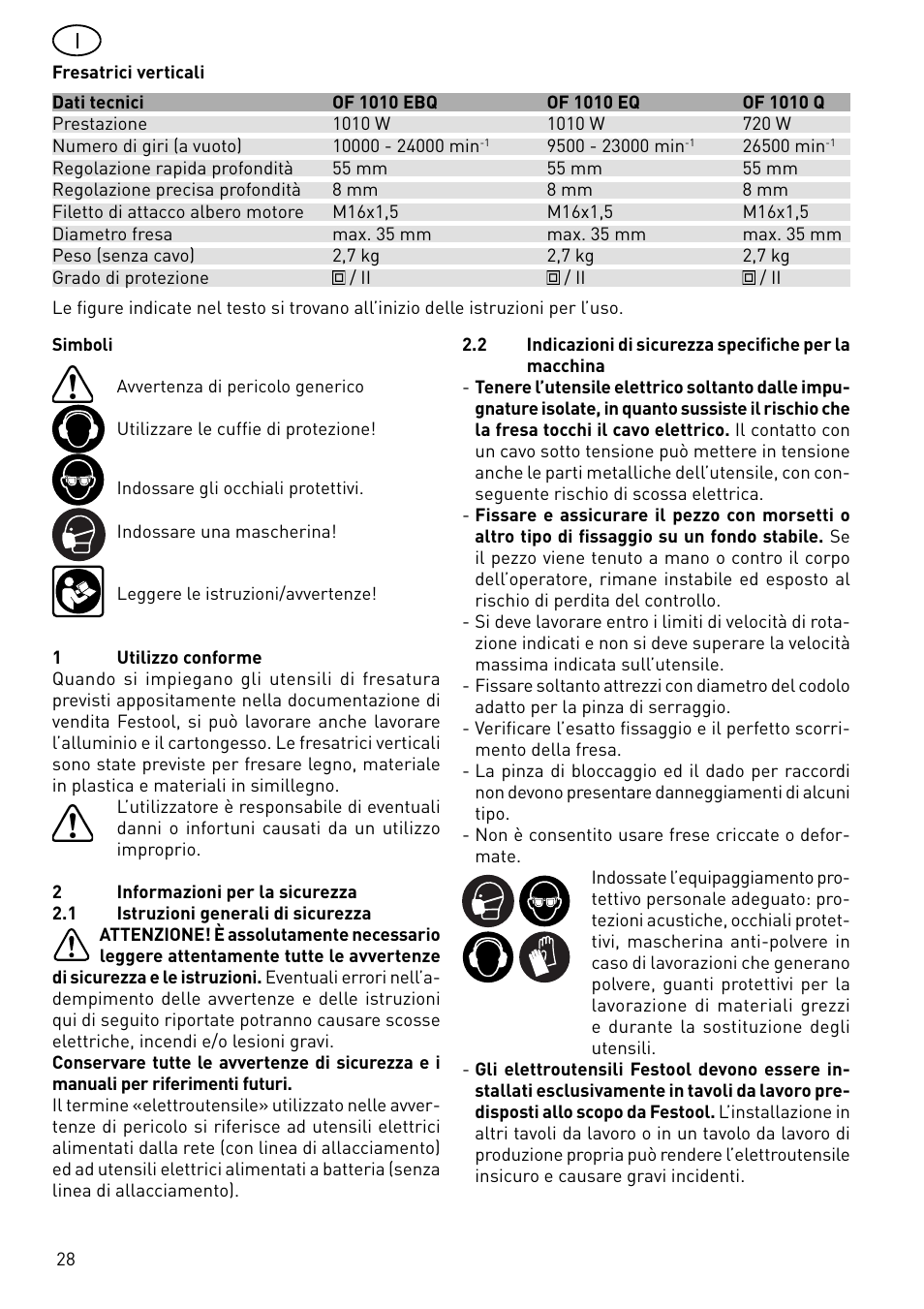 Festool OF 1010 EBQ User Manual | Page 28 / 80
