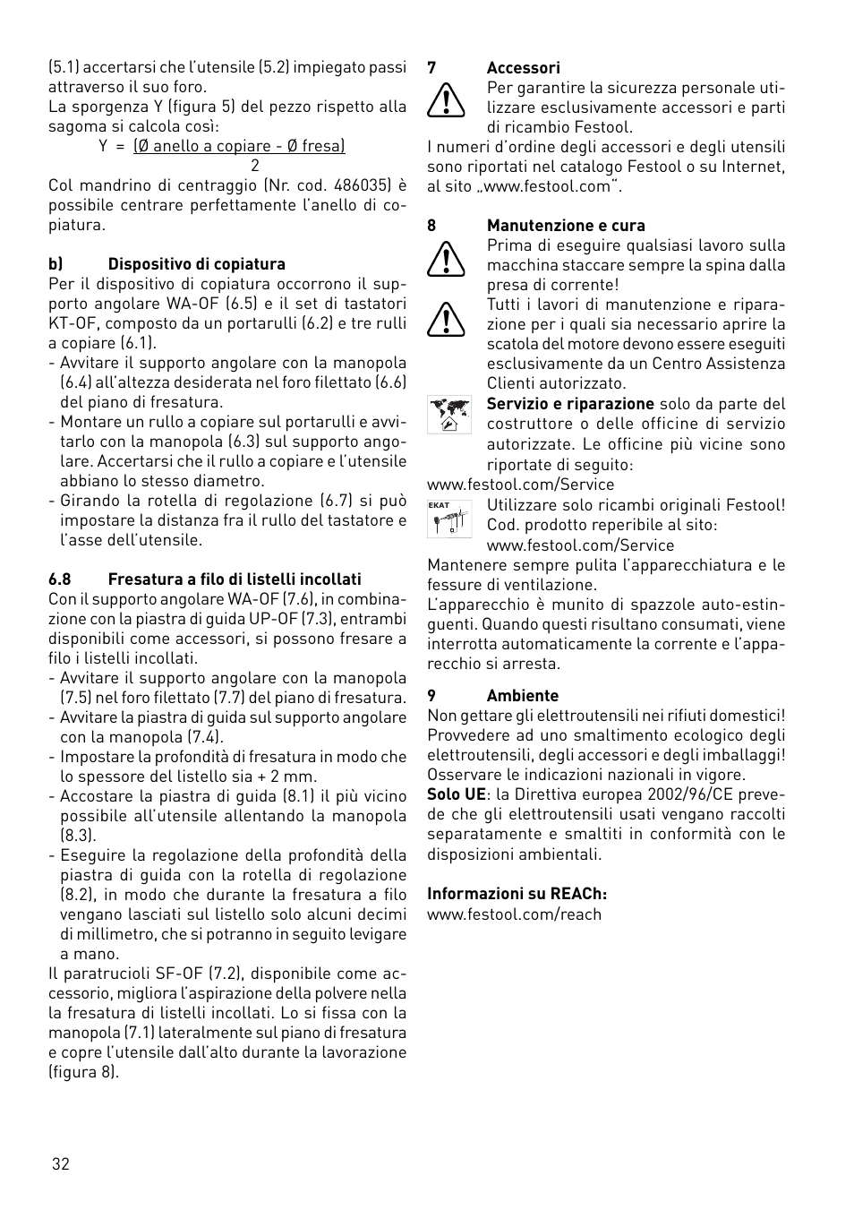 Festool OF 1010 EBQ User Manual | Page 32 / 80