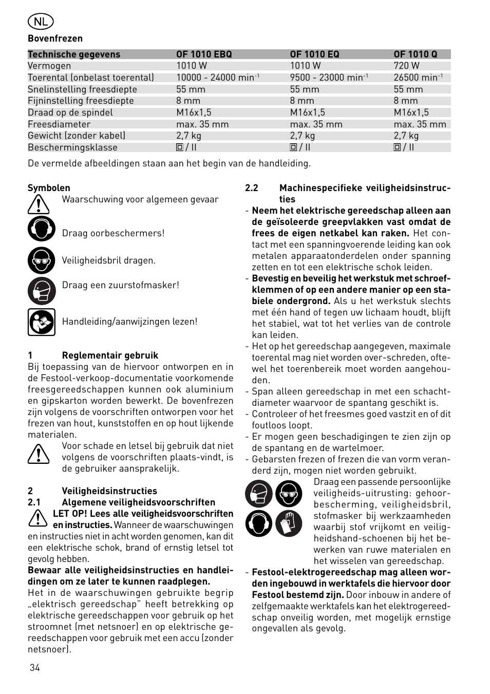 Festool OF 1010 EBQ User Manual | Page 34 / 80