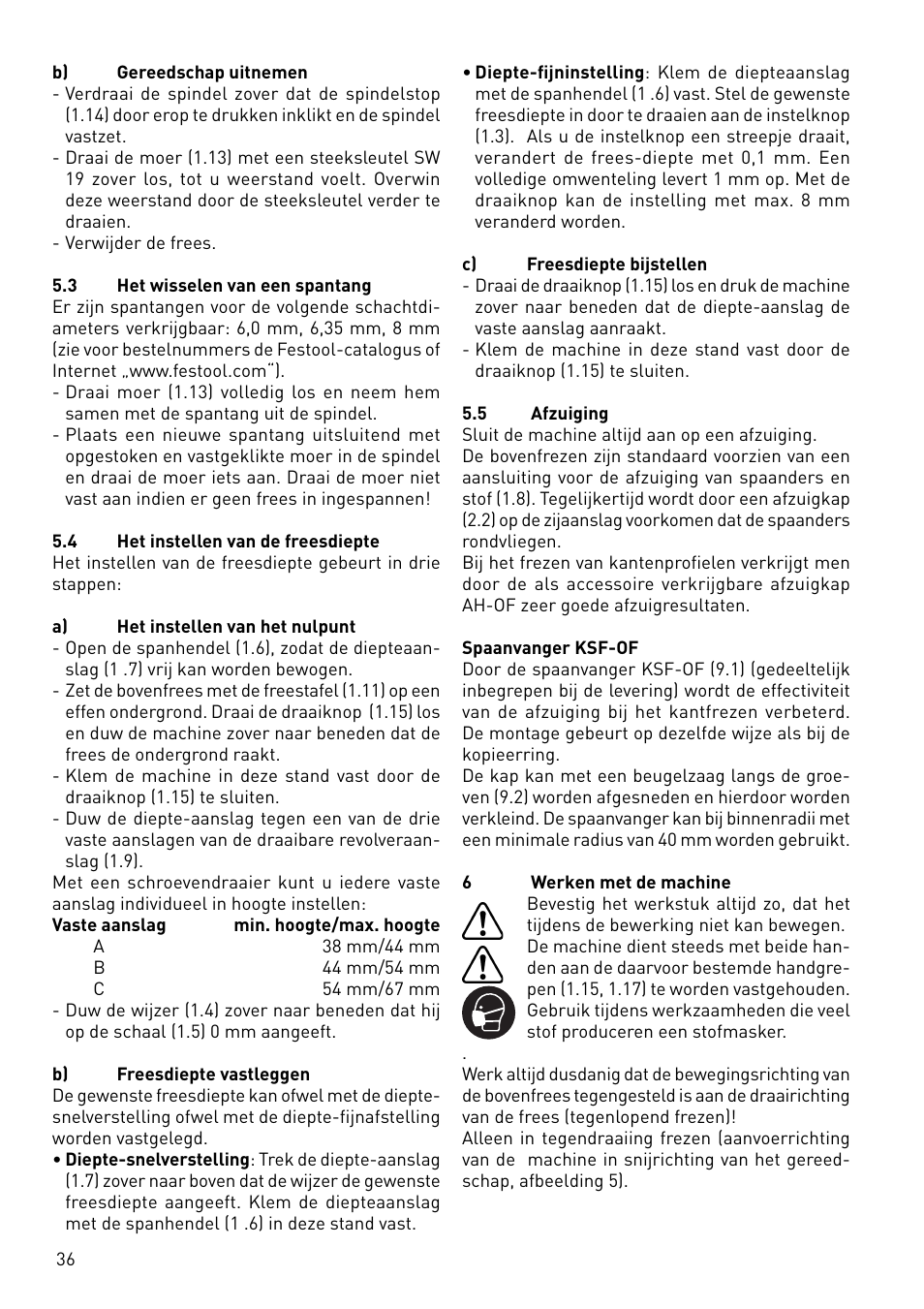 Festool OF 1010 EBQ User Manual | Page 36 / 80