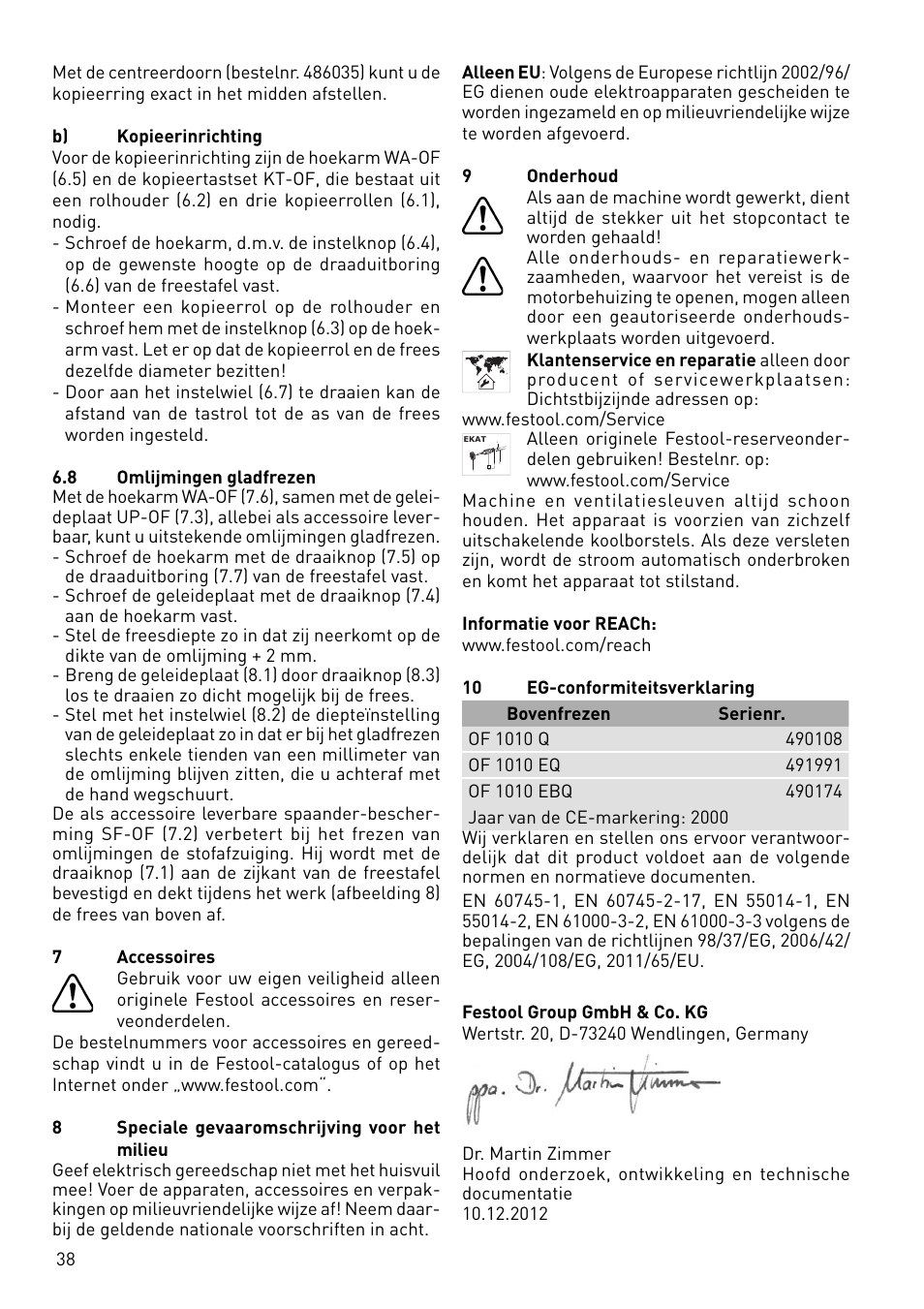 Festool OF 1010 EBQ User Manual | Page 38 / 80