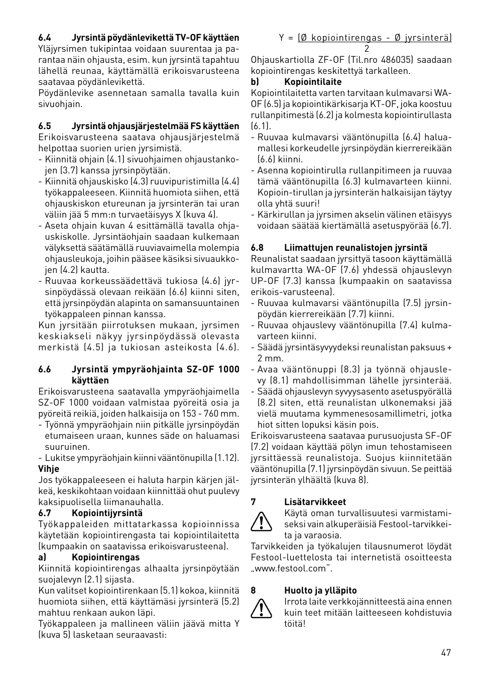 Festool OF 1010 EBQ User Manual | Page 47 / 80