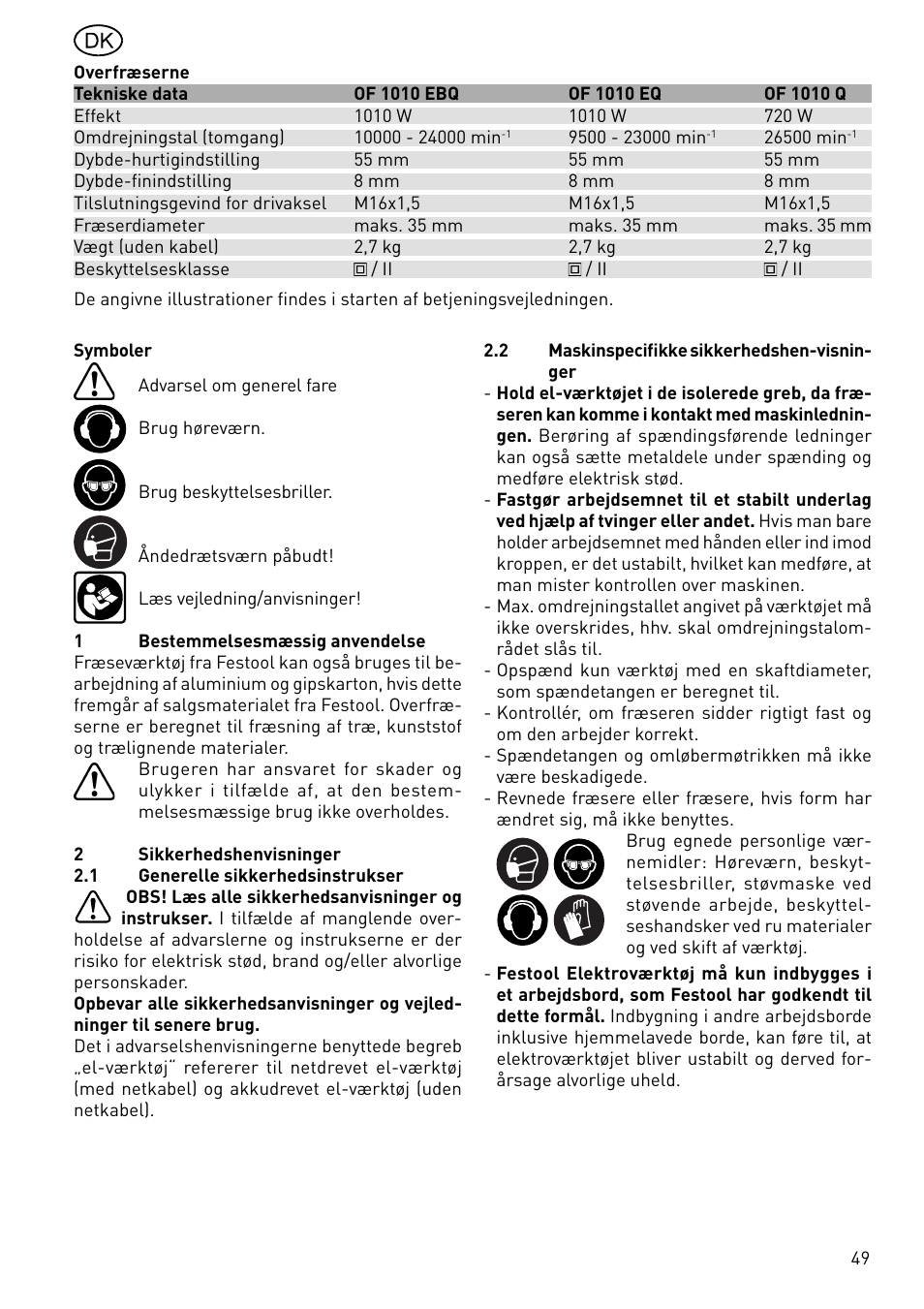 Festool OF 1010 EBQ User Manual | Page 49 / 80